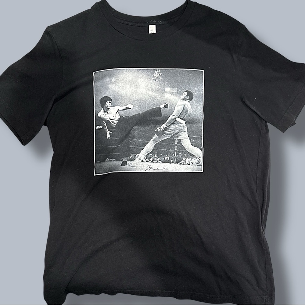 Bruce Lee vs Ali Black Graphic T-Shirt